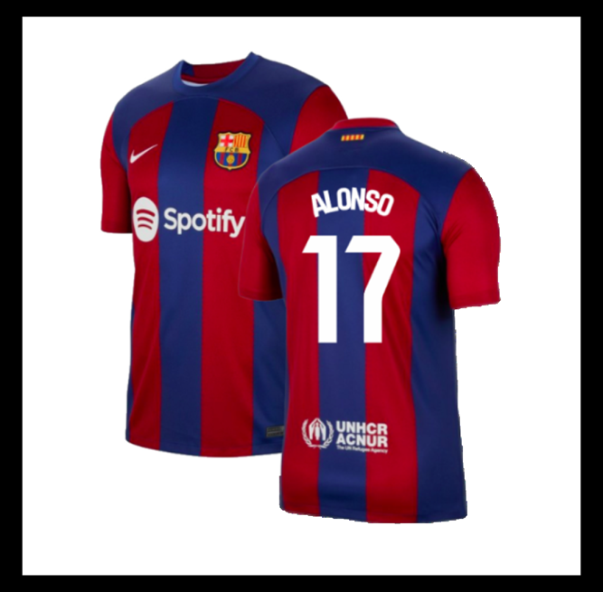 Lacné Futbalove Dresy FC Barcelona 2023-24 ALONSO #17 Domáci Dres