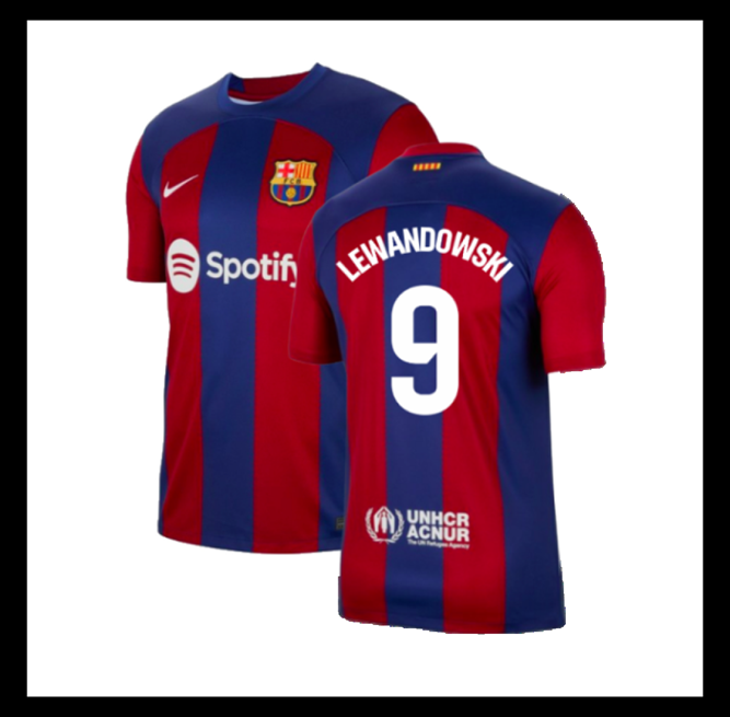 Lacné Futbalove Dresy FC Barcelona 2023-24 LEWANDOWSKI #9 Domáci Dres